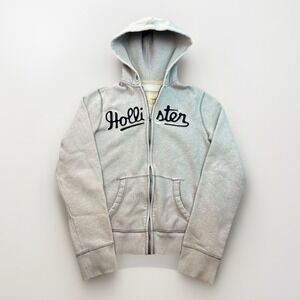 Y2K Hollister Cali Fleece Grey Hoodies Zip-up Sweatshirt  Spellout Boho Mens M